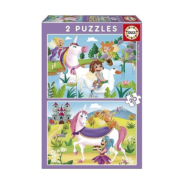 Educa - 2 Puzzles de 20 pièces pour Enfants | Licornes et Fées. Recommandé à partir de 4 Ans 18064 