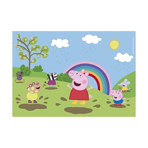 Clementoni- Peppa Pig Supercolor Pig-2x60 Enfants 4 Ans, Boîte De 2 60 Pièces , Puzzle Dessin Animé-Fabriqué en Italie, 2162