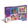 Clementoni Supercolor 4 in 1-Disney Princess Progressifs 12, 16, 20, 24 Pièces , Enfants 3 Ans, Puzzle Dessin Animé-Fabriqué