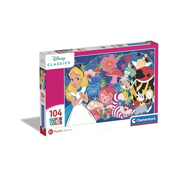 Clementoni- Disney Classics Alice Supercolor Alice-104 Pièces, Enfants 6 Ans, Puzzle Dessin Animé-Fabriqué en Italie, 25748