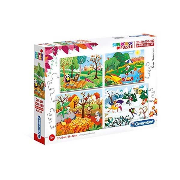 Clementoni- Supercolor Puzzle-Les 4 saisons-20+60+100+180 pièces- 21408