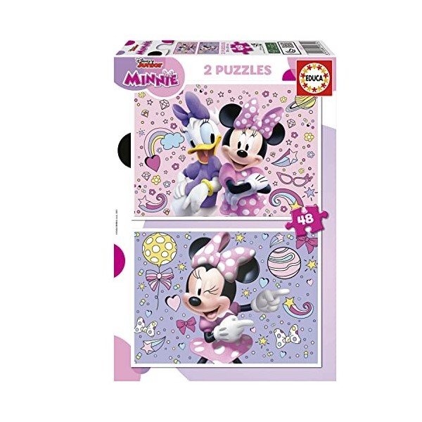 Educa - Minnie | Ensemble de 2 Puzzles pour Enfants avec 48 pièces. Mesure : 28 x 20 cm. Composé de Grandes pièces Parfaiteme