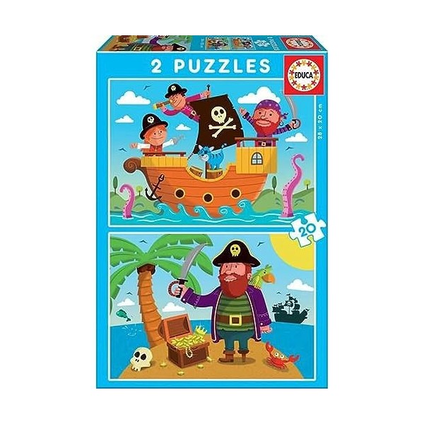 Educa - Pirates. 2 Puzzles Enfant 20 pièces. +4 Ans. Ref. 17149