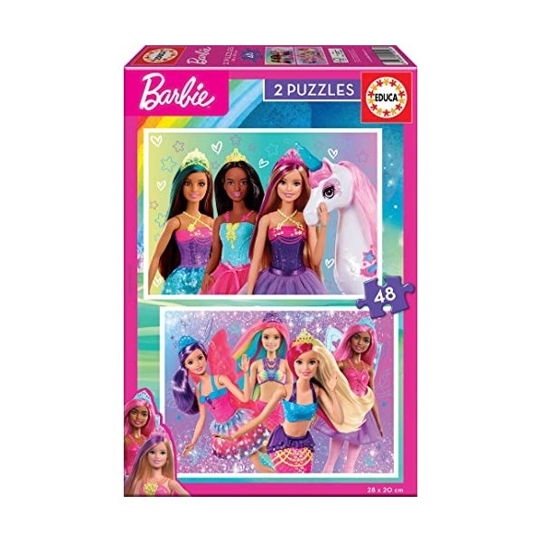 Educa - 2 Puzzles de 48 pièces pour Enfants avec des Illustrations de Barbie, Double Amusement de départ | Mesure du Puzzle: 