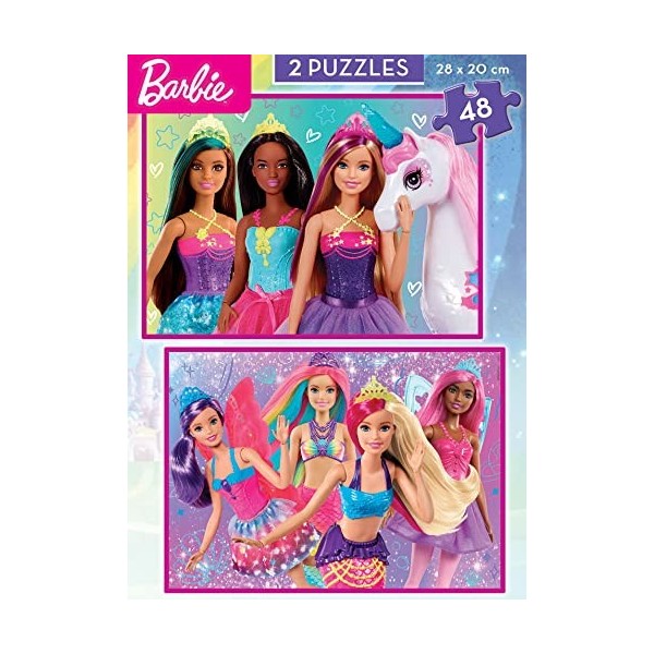 Educa - 2 Puzzles de 48 pièces pour Enfants avec des Illustrations de Barbie, Double Amusement de départ | Mesure du Puzzle: 