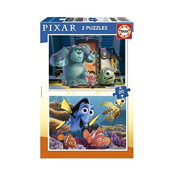 Educa - Disney Pixar | Ensemble de 2 Puzzles pour Enfants avec 20 pièces. Mesure : 28 x 20 cm. Composé de Grandes pièces Parf