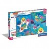 Clementoni Supercolor Pinkfong Baby Shark Shark-3x48 Enfant-boîte de 3 Puzzles 48 pièces -fabriqué en Italie, 4 Ans et Plus