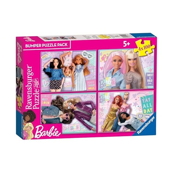 Ravensburger Barbie 4 100 pièces Bumper Pack Puzzle pour Enfants Âge recommandé 5 Ans, 05119 9, Multicolore