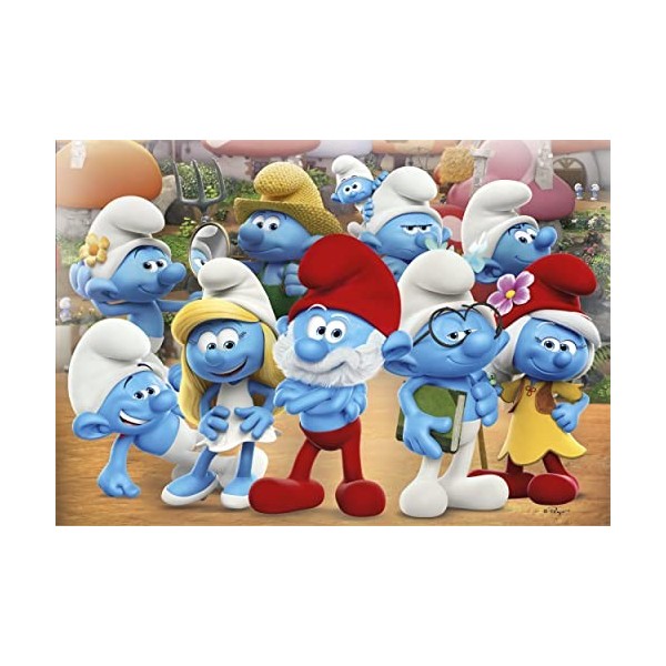 Clementoni- The Smurfs Supercolor Smurfs-60 Pièces, Enfants 5 Ans, Puzzle Dessin Animé-Fabriqué en Italie, 26191