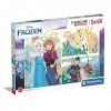 Clementoni- Disney Frozen Supercolor Reine des Neiges-3x48 Enfants 5 Ans, Boîte De 3 48 Pièces , Puzzle Dessin Animé-Fabriqu