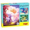 HABA 305917 Puzzles In Fantasyland- with 3 imaginative themes, 48 piece puzzle for ages 5 and Up