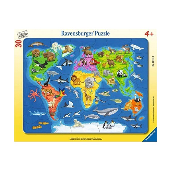 Ravensburger - Puzzle Enfant - Puzzle cadre 30-48 p - Les animaux dans le monde - Dès 4 ans - 06641