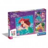 Clementoni- Disney Princess Supercolor Princess-3x48 Enfants 5 Ans, Boîte De 3 48 Pièces , Puzzle Dessin Animé-Fabriqué en I