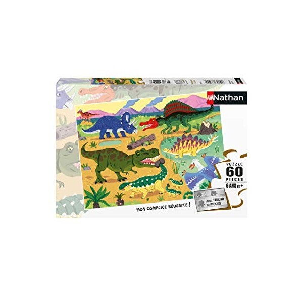 Nathan - Puzzle Enfant - 60 pièces - Les dinosaures du Crétacé - Fille ou garçon dès 6 ans - Puzzle de qualité supérieure - C