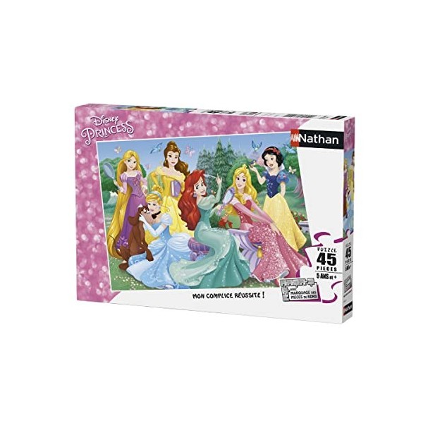 Nathan - Puzzle Enfant - 45 pièces - Rencontre avec les princesses Disney - Fille ou garçon dès 5 ans - Puzzle de qualité sup