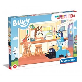 Clementoni- Bluey Supercolor Puzzle-Bluey-104 Pièces, Enfants 6 Ans, Puzzle Dessin Animé-Fabriqué en Italie, 27169, Multicolo
