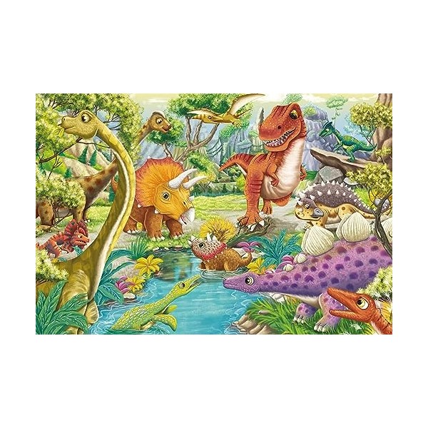 Schmidt Spiele 56465 Puzzle Amusant avec Les Dinosaures, 3 Fois 24 pièces, Coloré