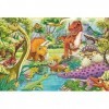 Schmidt Spiele 56465 Puzzle Amusant avec Les Dinosaures, 3 Fois 24 pièces, Coloré