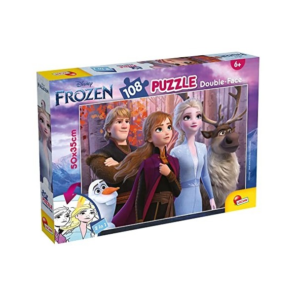 Lisciani, Puzzle pour enfants a partir de 6 ans, 108 pièces, 2 en 1 Double Face Recto / Verso avec le dos à colorier - Disney