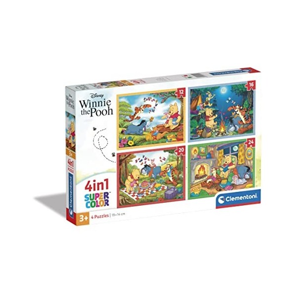 Clementoni Supercolor 4 in 1-Disney Winnie The Pooh Progressifs 12, 16, 20, 24 Pièces , Enfants 3 Ans, Puzzle Dessin Animé-F