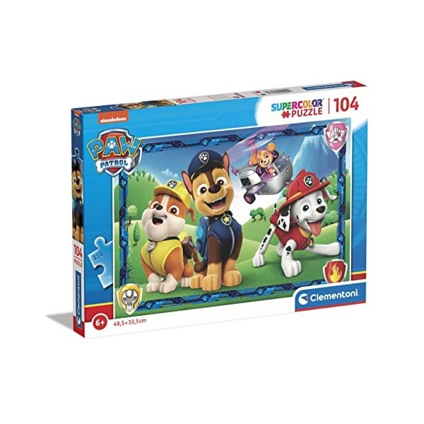 Clementoni- Paw Patrol Supercolor PatPatrouille-104 Pièces, Enfants 6 Ans, Puzzle Dessin Animé-Fabriqué en Italie, 27177