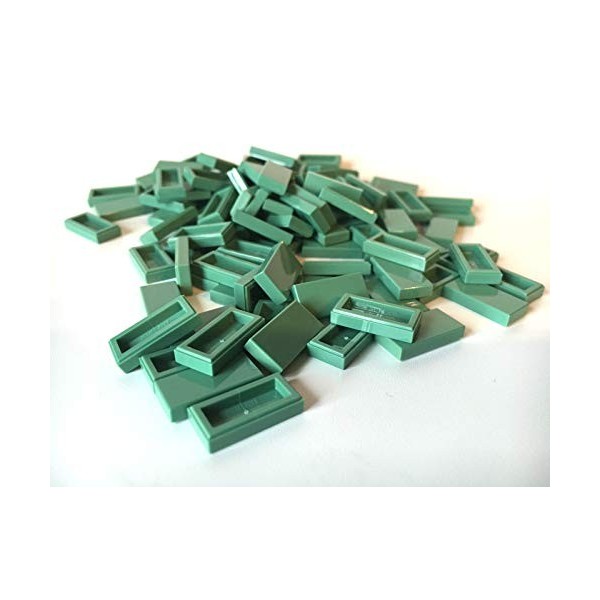 Lego ® Lot de 100 Dalles 1 x 2 Vert Sable/Sable