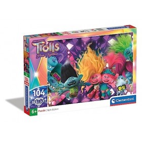 Clementoni - 20191 - Puzzle Trolls 3 - 104 Pièces Brillants - Jeu Educatif, de Réflexion et de Patience - Image de Qualité - 