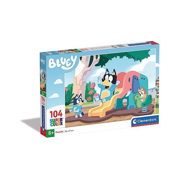 Clementoni- Bluey Supercolor Puzzle-Bluey-104 Pièces, Enfants 6 Ans, Puzzle Dessin Animé-Fabriqué en Italie, 27171, Multicolo