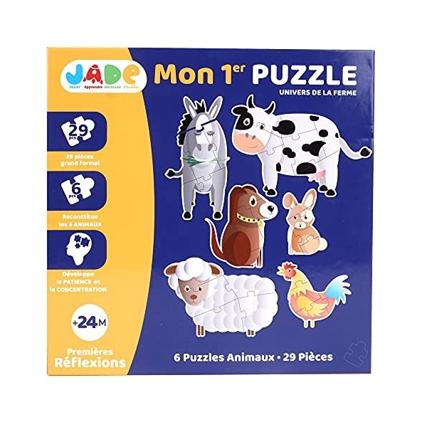 J.A.D.E - Puzzle Animaux De La Ferme - Jeu Educatif - Premiere Réfléxions - 053311-29 Pièces - Multicolore - Carton - Design 
