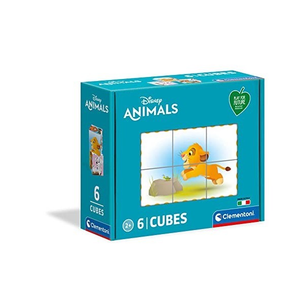 CLEMENTONI Cubo Animales 6pzs Does Not Apply 6 Cubes Disney 3 Ans-Jouet pour Future-Matériaux 100% recyclés-Fabriqué en Itali