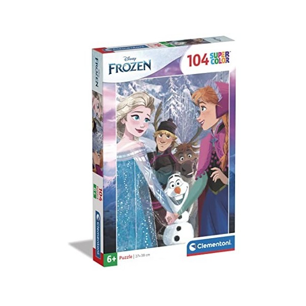 Clementoni- Disney Frozen Supercolor Reine des Neiges-104 Pièces, Enfants 6 Ans, Puzzle Dessin Animé-Fabriqué en Italie, 2574