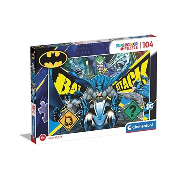 Clementoni- Batman Supercolor Puzzle-Batman-104 Pièces, Enfants 6 Ans, Puzzle Dessin Animé-Fabriqué en Italie, 27174