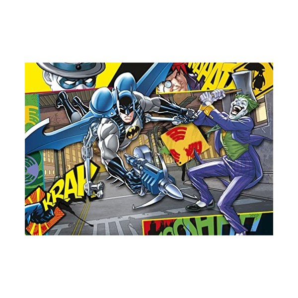 Clementoni- Batman Supercolor Glowing Lights-Batman-104 Pièces, Enfants 6 Ans, Puzzle Dessin Animé-Fabriqué en Italie, 27175