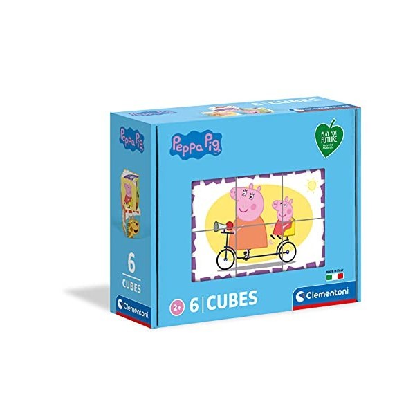 CLEMENTONI Cubo 6pzs Does Not Apply 6 Cubes Peppa Pig 3 Ans-Jouet pour Future-Matériaux 100% recyclés-Fabriqué en Italie Enfa