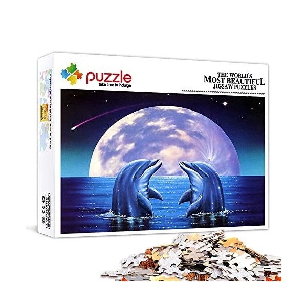 Puzzle 1000 Pieces Adulte Loup Animal Lune Puzzle Puzzle Adulte Art DIY Jeu Occasionnel Jouets Cadeau Intéressants Ami De La 