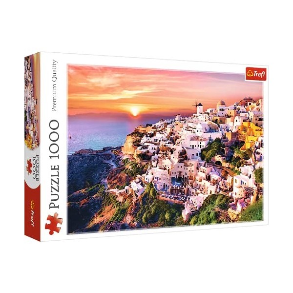 Trefl Puzzle Paysage Lever de Soleil sur Santorini 1000 Pièces - Convient pour Les Adultes - Aide à la Relaxation - Emboîteme