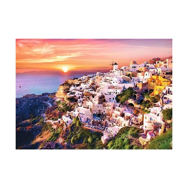Trefl Puzzle Paysage Lever de Soleil sur Santorini 1000 Pièces - Convient pour Les Adultes - Aide à la Relaxation - Emboîteme