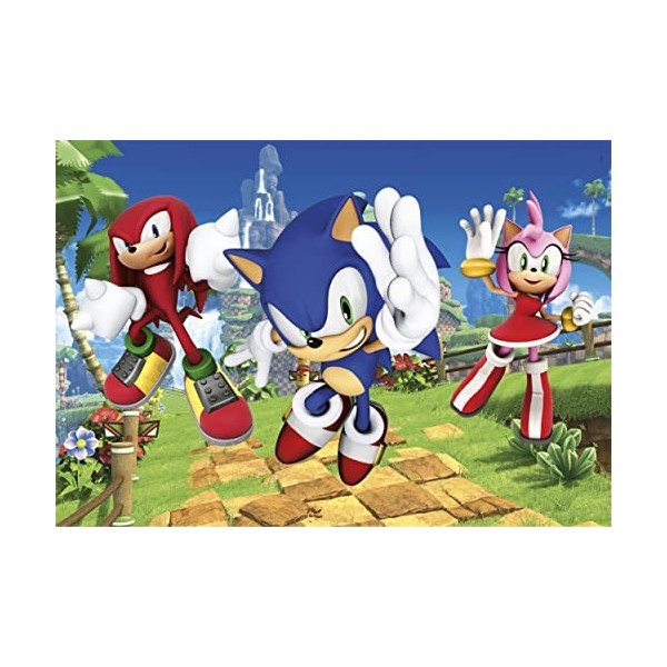 Clementoni- Sonic Supercolor Puzzle-Sonic-104 Pièces, Enfants 6 Ans, Puzzle Dessin Animé-Fabriqué en Italie, 27256