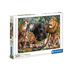 Clementoni Gatos Salvajes 500pzs Does Not Apply Collection Wild Cats 500 pièces-fabriqué en Italie, Adulte, Puzzle Animaux, 3