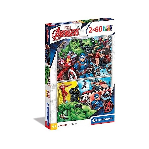 Clementoni- Supercolor Puzzle-The Avengers-2 x 60 piéces- 21605