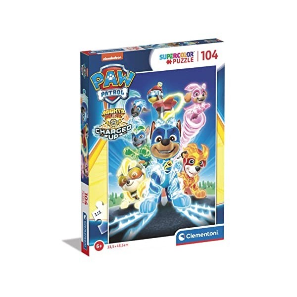 Clementoni Supercolor Paw Patrol – 104 pièces Enfants 6 Ans, Dessins animés, Puzzle Super-héros – Fabriqué en Italie, 27165, 