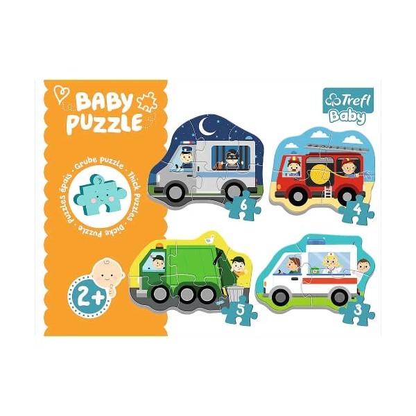 Trefl-de 3 à 6 Pièces, 4 Sets, pour Enfants à partir de 2 Ans Puzzle, 36071, Multicolored