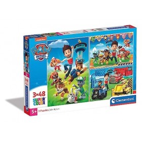 Clementoni Pat Patrouille Supercolor Patrouille-3x48 enfants 4 ans-boîte de 3 48 pièces , puzzle dessin animé-fabriqué en I
