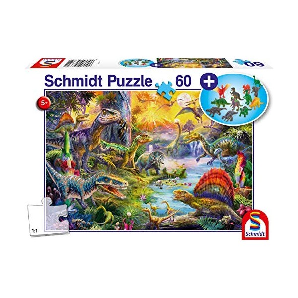 Schmidt Spiele- Dinosaure, Puzzle pour Enfants de 60 pièces, 56372, Coloré