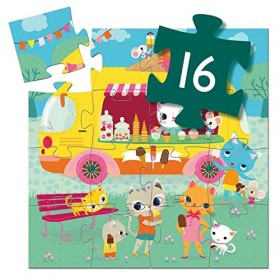 Djeco Puzzle dans une boite en Forme de Camion de crème glacée, 16 pièces