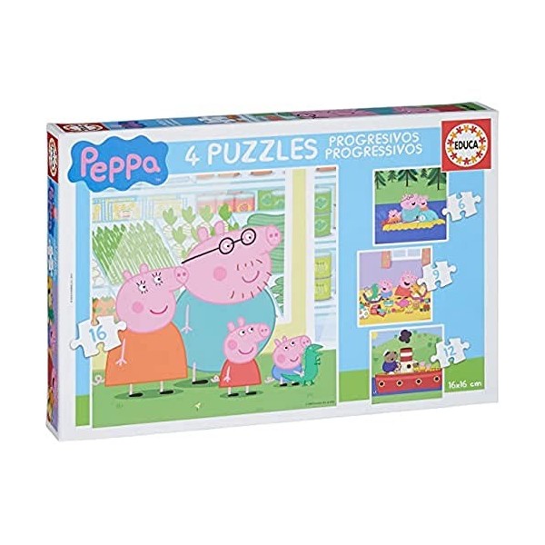Educa - Peppa Pig | Puzzles progressifs pour Enfants, 6/9/12/16 pièces. Recommandé à partir de 3 Ans 15918 