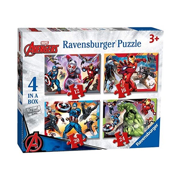 Ravensburger Marvel Avengers 4 in Box 12, 16, 20, 24 Pieces Jigsaw Puzzles for Kids Age 3 Years Up