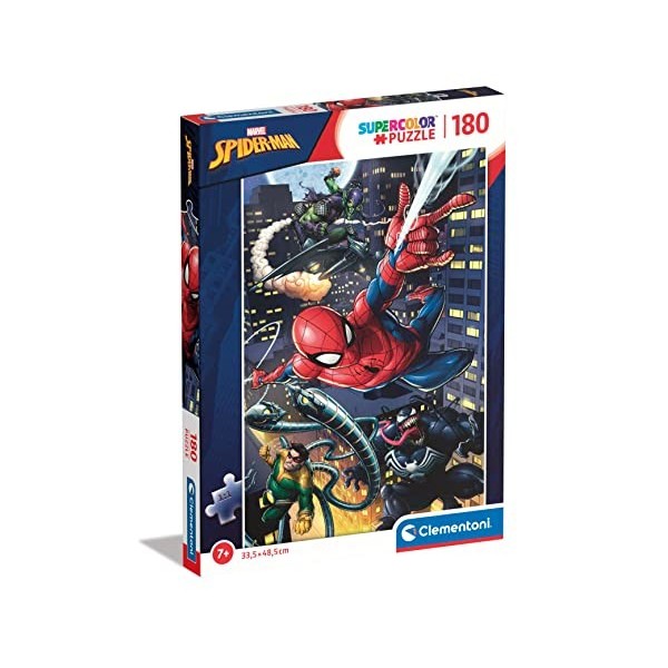 Clementoni- Marvel Spiderman Supercolor Spiderman-180 Pièces, Enfants 7 Ans, Puzzle Dessin Animé-Fabriqué en Italie, 29782