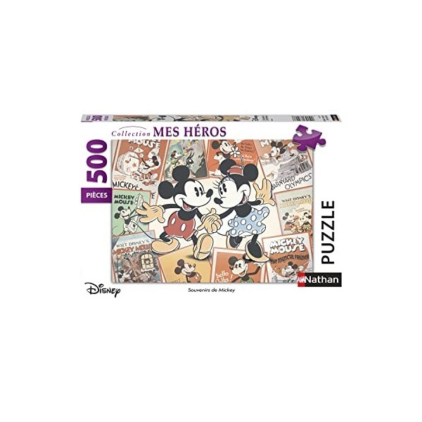 Nathan - Puzzle 500 pièces - Souvenirs de Mickey - Disney - Adultes et enfants dès 12 ans - Puzzle de qualité supérieure - Co