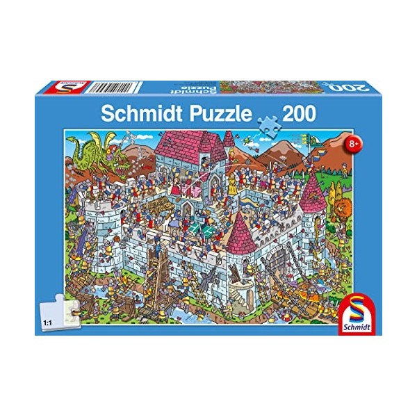 Schmidt Spiele 56453 Vue sur Le château des Chevaliers, Puzzle pour Enfants de 200 pièces, Coloré